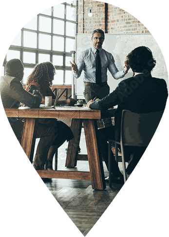 Macro cybersecurity team meeting with a client